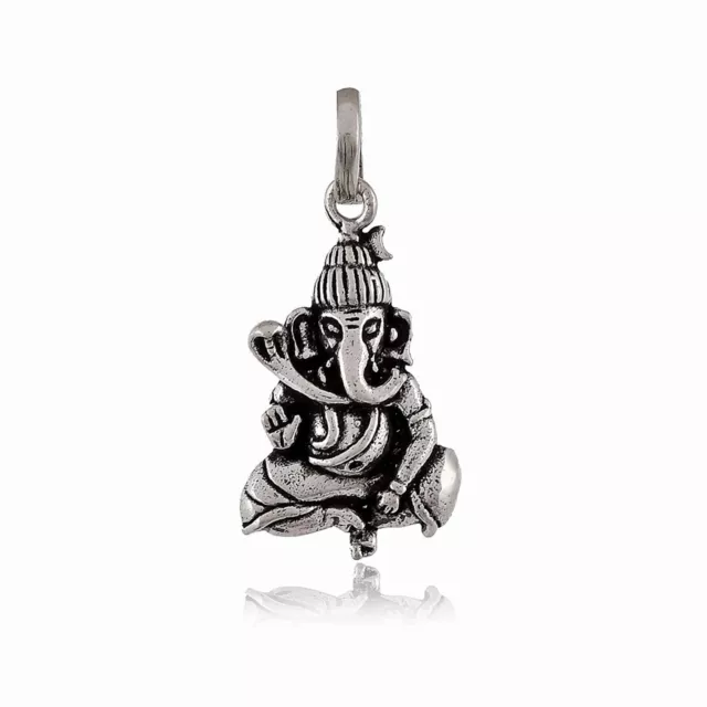 Indisch Traditionell 925 Silber Ganesha Einfach Anhänger für Damen & Herren
