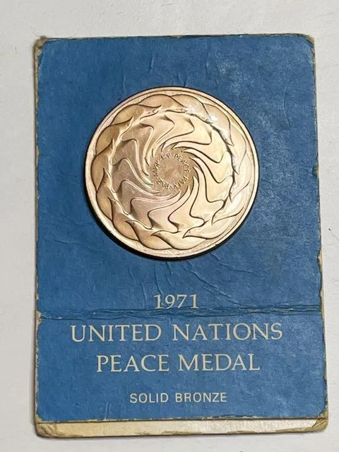 1971 UNITED NATIONS Peace Medal - Solid Bronze 39mm OGP
