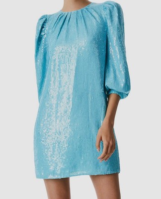 $495 Alice + Olivia Women's Blue Pauletta Sequin Mini Dress Size X-Large