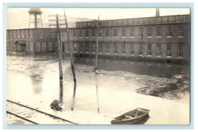 c1910's Flood And Boat Battleboro Vermont VT RPPC Photo Antique Postcard