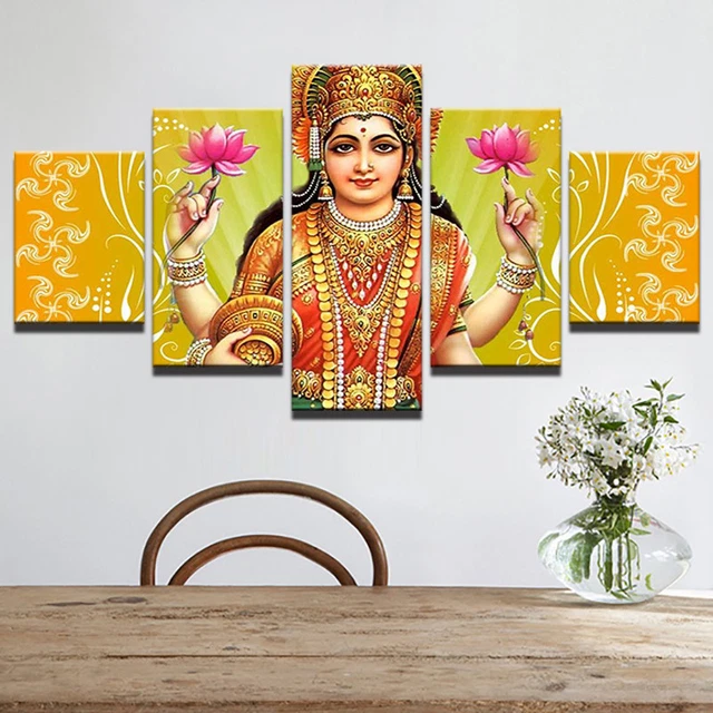 LORD SHIVA HINDU God And Jasmine Flower 5 Panel Canvas Print Wall Art