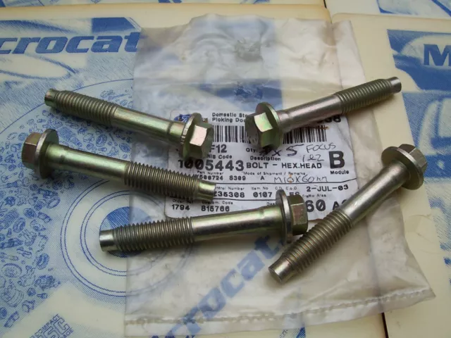 5 New Genuine Ford Focus Mk1 Mk2 M10 60MM Bolts. NOS RS Ghia Titanium