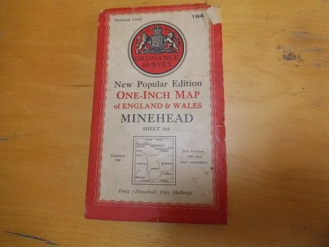 Minehead  1946  Old OS Ordnance Survey One-Inch New Popular Edition Map 164