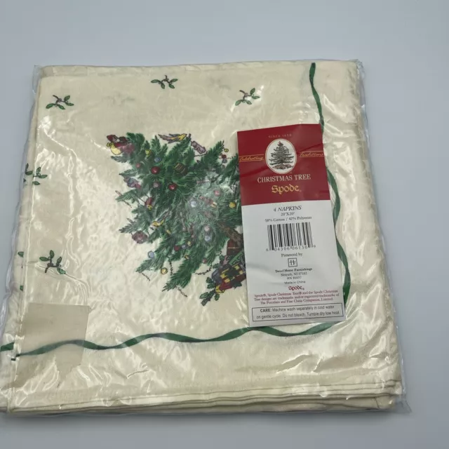 SPODE CHRISTMAS TREE FABRIC NAPKINS  20” x 20” Set of 4 NEW In Package