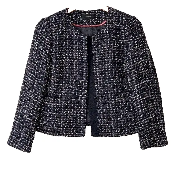 J.Crew Midnight Tweed Wool Blend Jacket Blazer Navy Metallic Multi Women Size 4