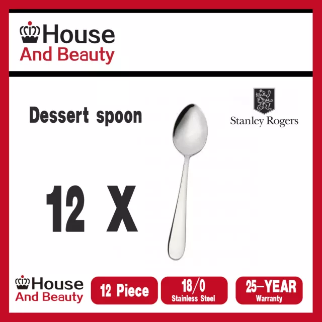 NEW Stanley Rogers Albany 12 Piece Dessert Spoon Set Quality Stainless Steel