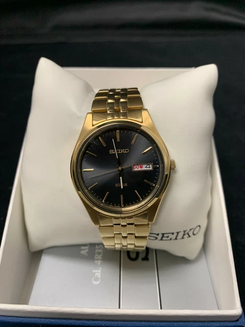 SEIKO MEN S SNE044 Gold Tone Stainless Steel Solar Watch 119.99