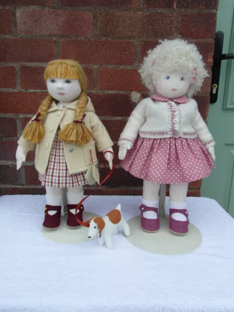 Cloth Dolls X 2 Made By Brenda Brightmore - Very Good Condition