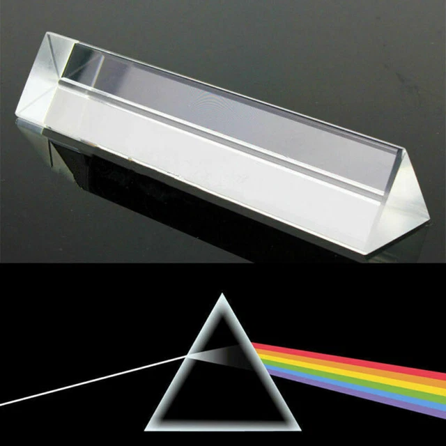 Triangular Optical Plate 9CM OPTICAL GLASS Triple Triangular Prism Physics Teaching Light ...