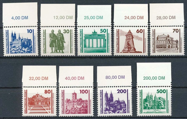 DDR Nr. 3344-3352 postfrisch Oberrand Bauwerke + Denkmäler 1990 #201797