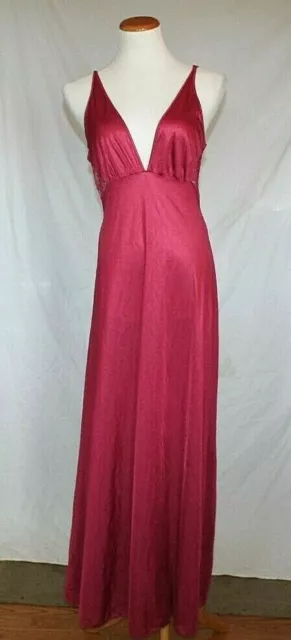 Vintage Nightgown Full Sweep Nylon Lace Long VTG Gown Womens Size Small