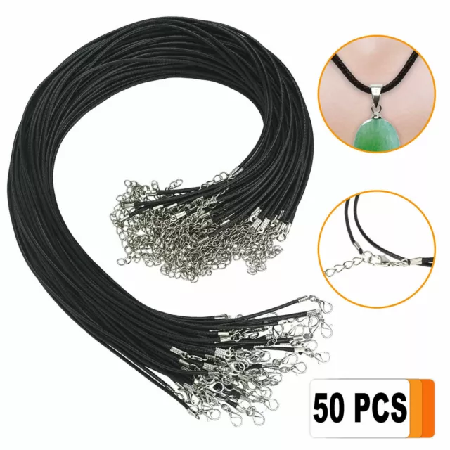 5-20Pcs 18'' Necklace Cord Black Leather Cord for Necklace and Bracelet Making