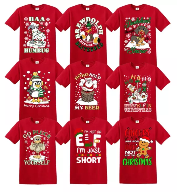 Christmas T-Shirt Reindeer Novelty Funny Sanat Xmas Funny Tshirt Joke Rude Top