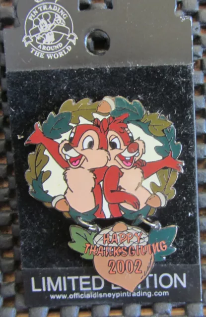 Disney 17576 DLR - Happy Thanksgiving 2002 Chip & Dale Dangle Pin