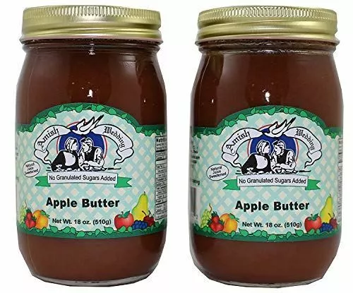 Amish Wedding All Natural No Sugar Added Apple Butter, Two 18 oz. Jars