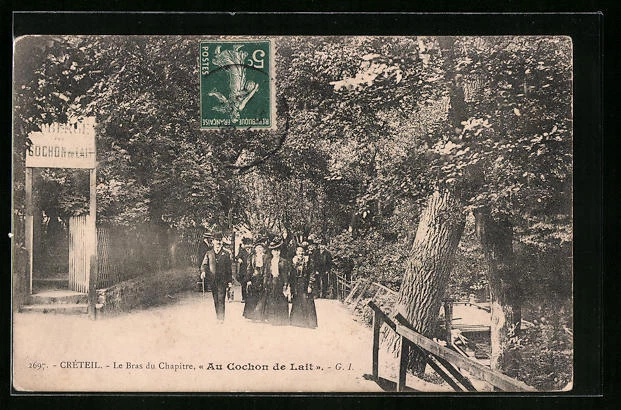 CPA Crèteil, Le Bras du Chapitre, Au Cochon de Lait 1908