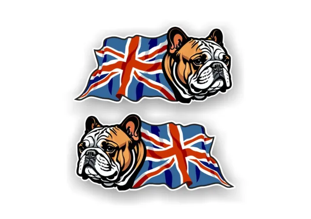 Handed Pair British BULLDOG Union Jack UJ UK Flag vinyl car sticker decal 50mm