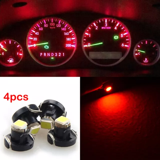 4X T3 LED Neo Car Wedge Instrument Dashboard Gauge Cluster Bulbs Lights Red