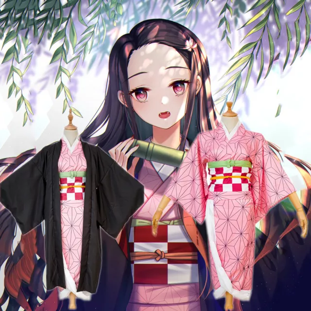 Demon Slayer: Kimetsu no Yaiba Nezuko Kamado Cosplay Kimono Costume Complete Set