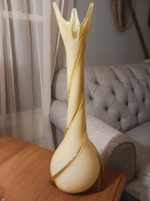 Vintage Murano Fratelli  Betti CANARY YELLOW Blown Glass Vase PRICE IS FIRM!