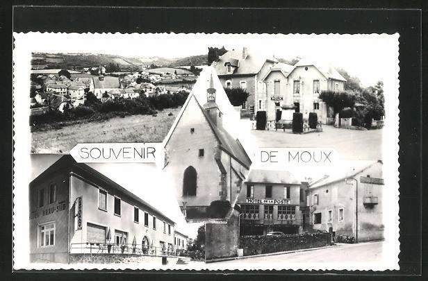 CPA Moux, en Morvan, Panoramique et Hotel de la Poste 1961