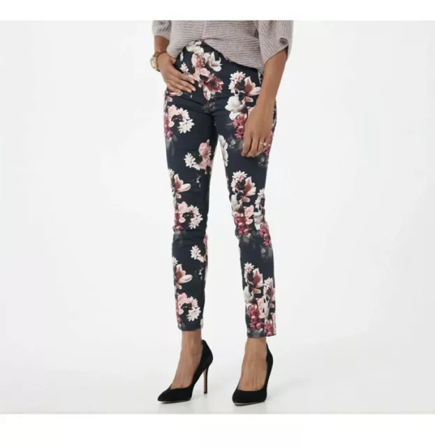 Jen7 Womens 7 All Mankind Printed Ankle Skinny Jeans Floral  Black Pink Sz 20 B5 3