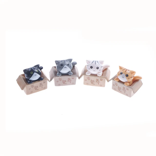 Mini Cat Pet Statue Garden Ornament Miniature Figurine ResiY^V6
