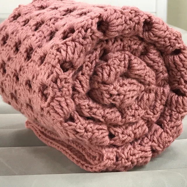 Handmade Pink Baby Afghan Blanket Cover Solid Color 36"x 39" Crib Size Well Made