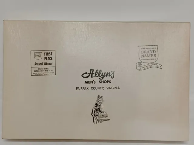 EMPTY Vintage Allyn's Men's Shops White Box 9.5" x 15" Gift Box Prop