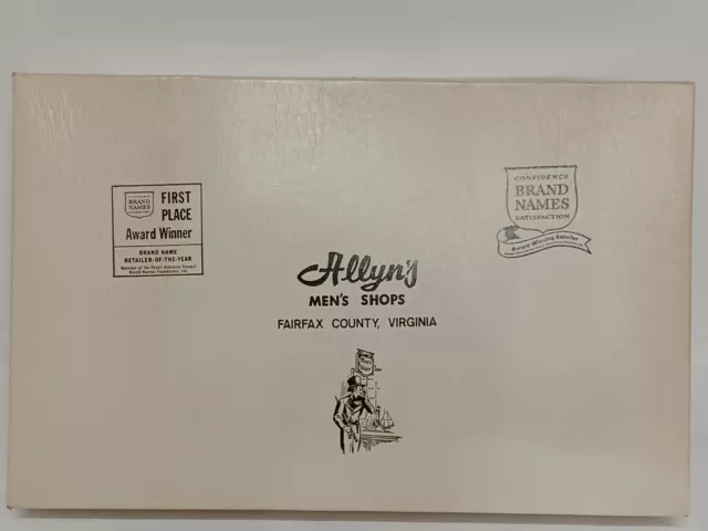 EMPTY Vintage Allyn's Men's Shops White Box 9.5" x 15" Gift Box Prop