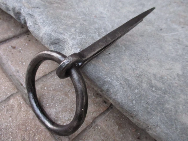 Antique Wrought Iron Tethering Ring on Pin Game Hook Old Wall Rustic Hardware 3