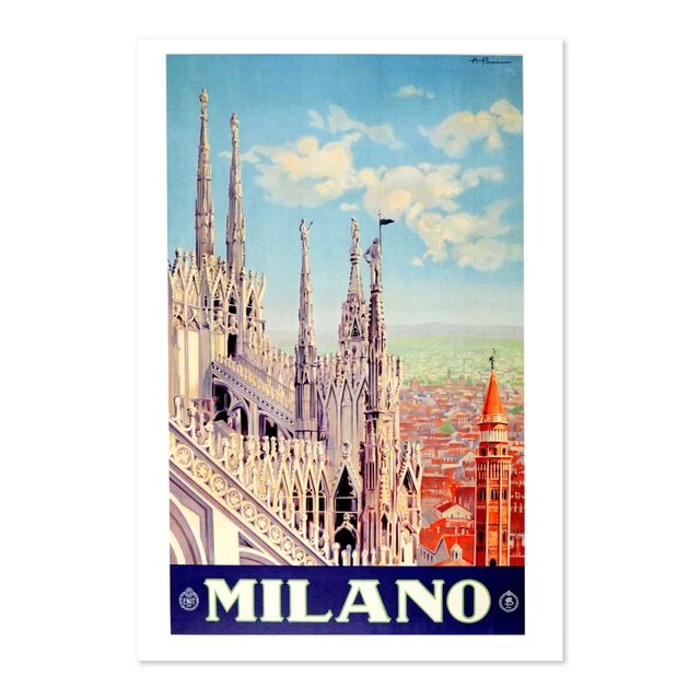 Milan Italy - Vintage Style 1920s Italian Travel Poster - Classic Art Print