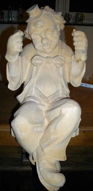 Talla en blanco, sin trabajar - payaso aprox. 45 cm
