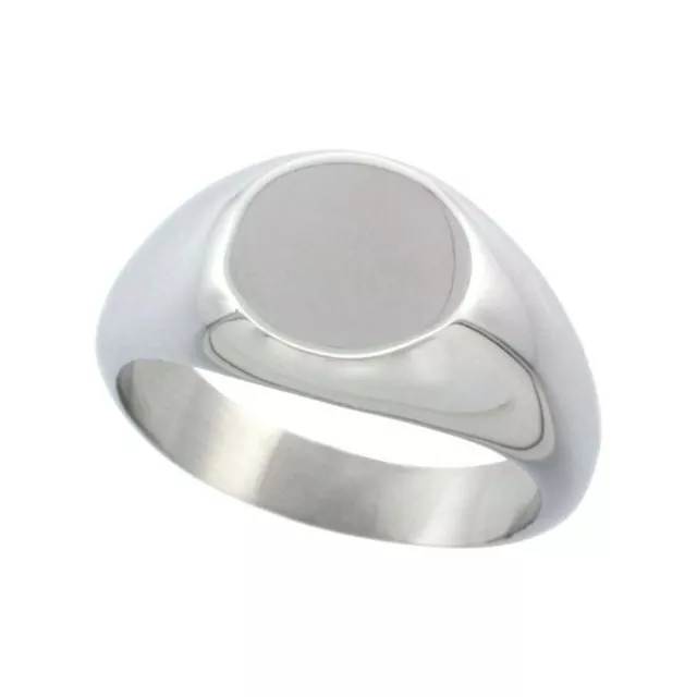 Surgical Steel Small Signet Ring Solid Initial Blank Polish 3/8" Round Size 5-9