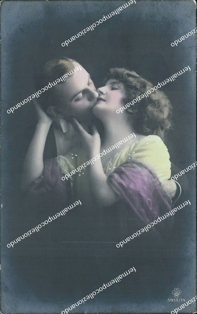 cf428 cartolina fotografica innamorati censura 1915