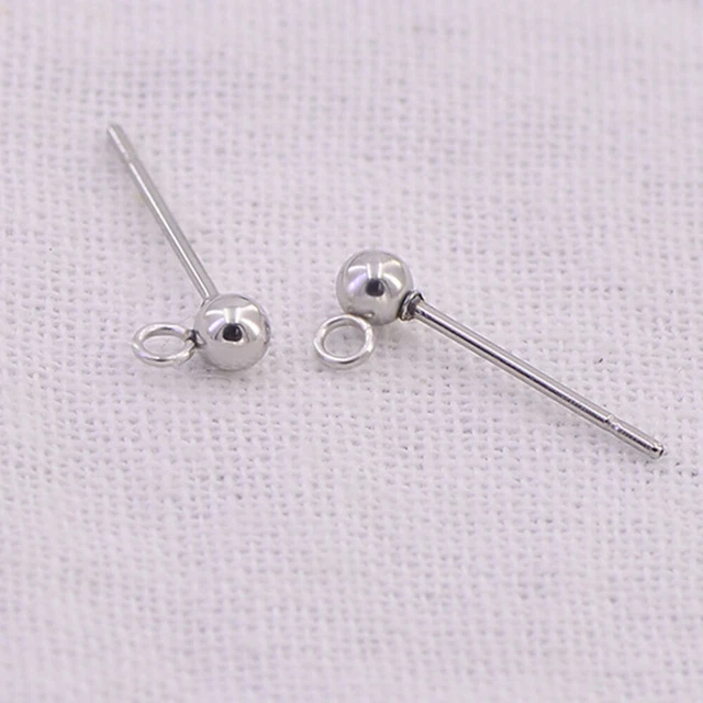 20 PIEZAS HÁGALO USTED MISMO Pendientes de acero inoxidable Accesorios con Suspendedores Cuentas Redondas Ea