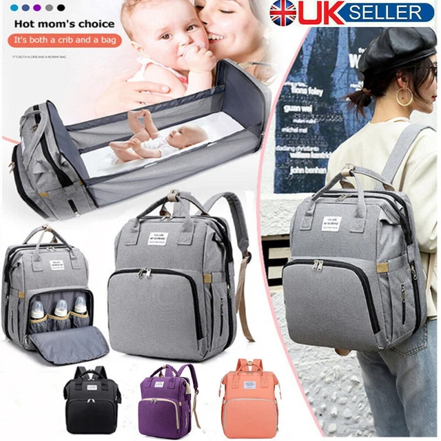 Multi-Function Baby Diaper Backpack Baby Folding Bed Nappy Mummy Changing Bag UK