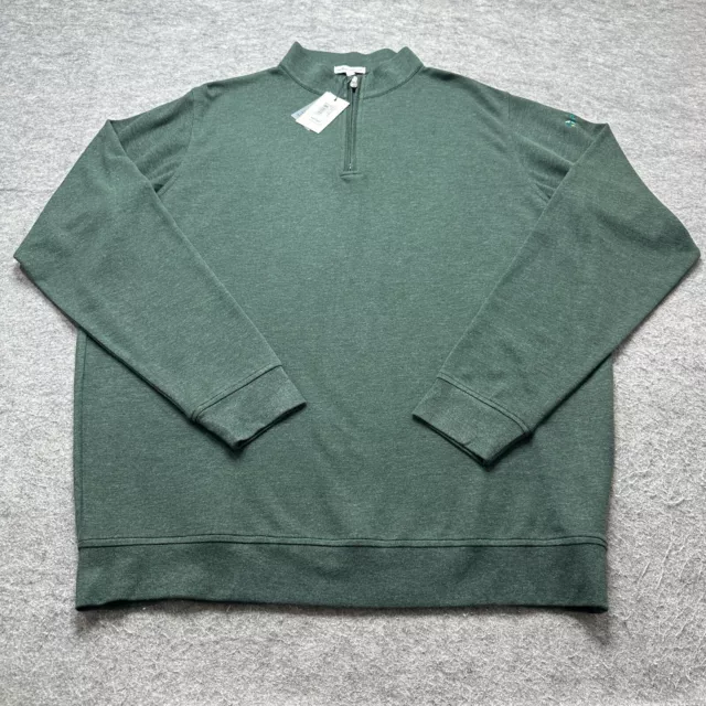 Peter Millar Crown Comfort Interlock Sweater Men Men 2XL Green 1/4 Zip Pullover