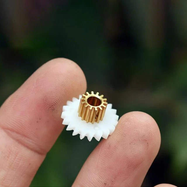 5PCS 0.8 Modulus Transmission Gearset 14T Copper Metal Gear+20T Plastic Gear