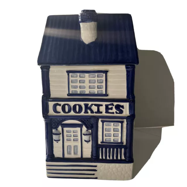 Vintage GKAO Int'l Trading Co COOKIE TIME Cookie Jar, Pink, Blue & White