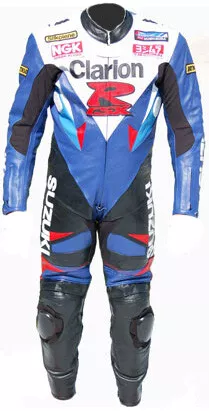 Mens Suzuki GSXR Motorcycle Suit 1PC Leather Motorbike Armour Biker Racing Sport