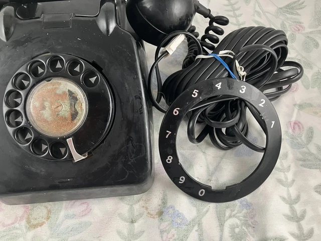 GPO TELEPHONE - black TEL/IK/ATS - converted to BT cable, spares/repair ...