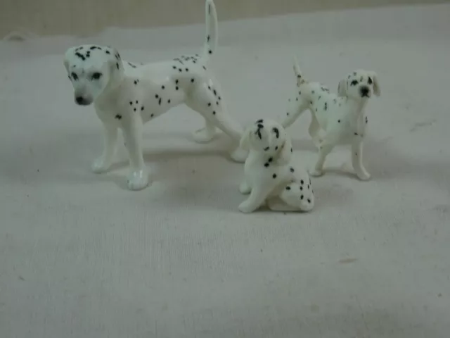 Vintage Dalmatian Dog Bone China Figurine Collection Mom & Pups Japan 3 pcs