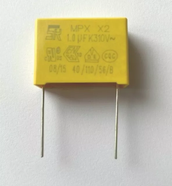 Condensateur 1µF 1uF 1000nf MKP X2 Trame 22.5mm 275V 310V   ±10% 26,3x19x10mm