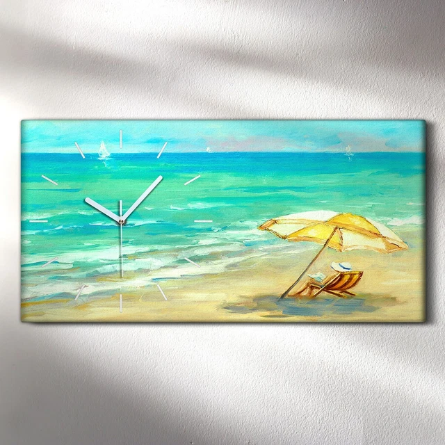 Horloge Murale Wallfluent 60x30 Cm Avec Chiffres Aiguilles Noires Feuilles Tropicales 1 Pcs~4068547104274 01c Mp