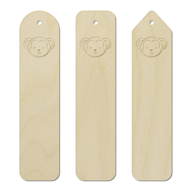 3 x 'Monkey Face Doodle' Birch Bookmarks (BK00029768)
