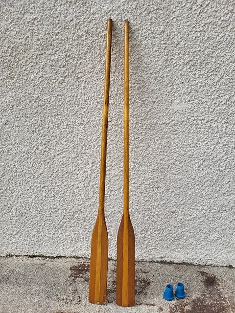 Paire De Rames De Bateau En Bois