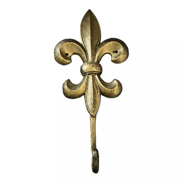 Fleur De Lis Cast Iron Wall Hook Key Towel Coat Hanger Rustic Decor
