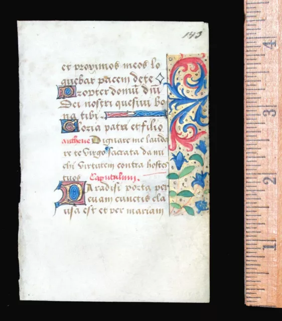 c. 1500 MEDIEVAL BOOK OF HOURS LEAF, FRANCE, ILLUMINATED MANUSCRIPT on VELLUM c. 1500 MEDIEVAL BOOK OF HOURS LEAF, FRANCE, ILLUMINATED MANUSCRIPT on VELLUM