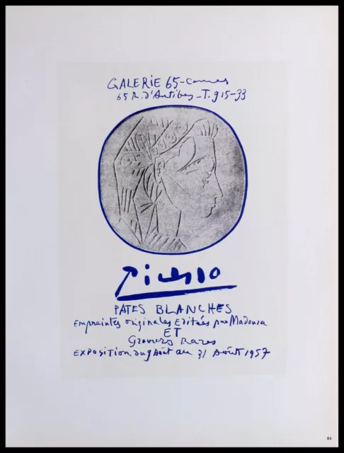 Pablo PICASSO,  lithography, Galerie 65 Cannes , 1959